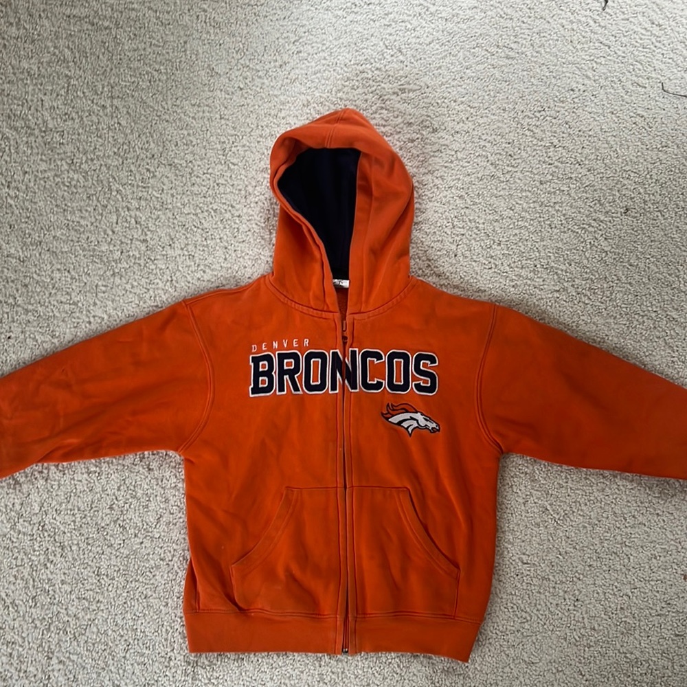 Denver Broncos full zip hoodie, youth size small